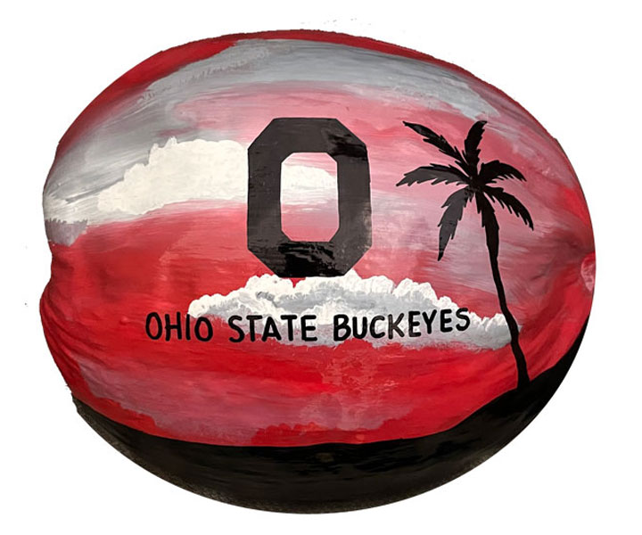 Ohio State Buckeye Hand Painted Coconut